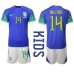 Billige Brasilien Eder Militao #14 Børnetøj Udebanetrøje til baby VM 2022 Kortærmet (+ korte bukser)